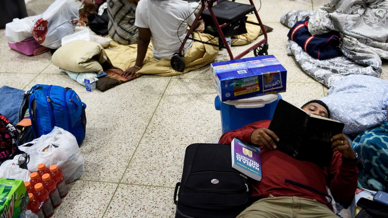 PHOTO: People seek safety in a shelter as Hurricane Michael approaches, Oct. 10, 2018, in Panama City, Fla.