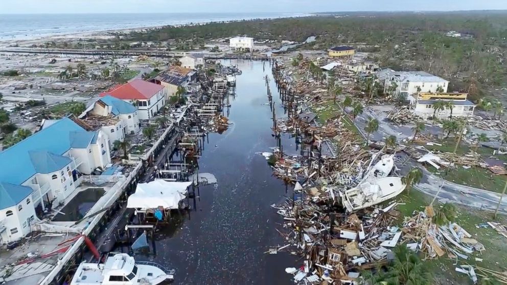 PHOTO: In this image made from video, damage from Hurricane Michael is seen in Mexico Beach, Fla., Oct. 11, 2018. 