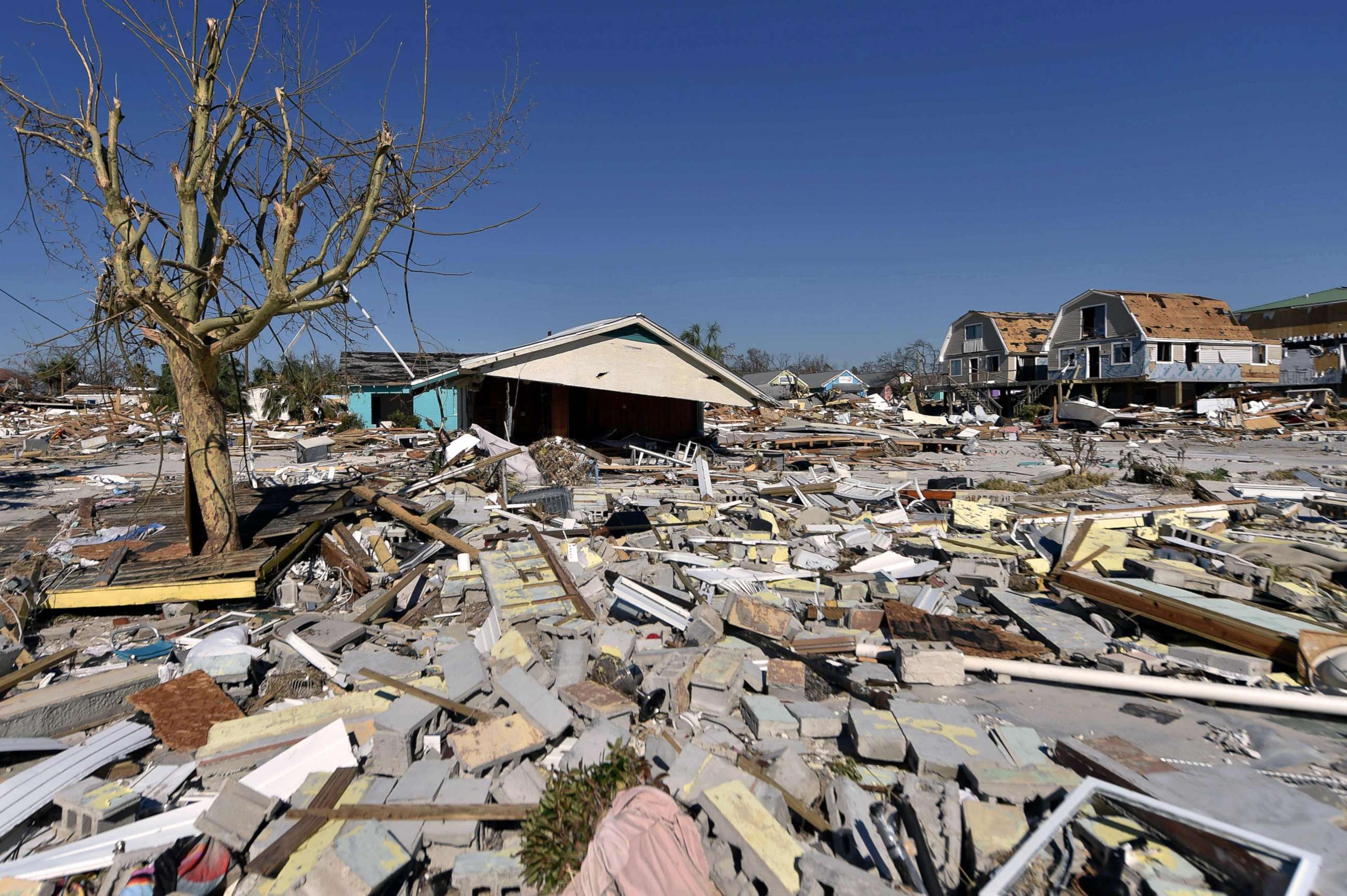 PHOTO: View of the damaged caused by Hurricane Michael in Mexico Beach, Fla., Oct. 13, 2018.