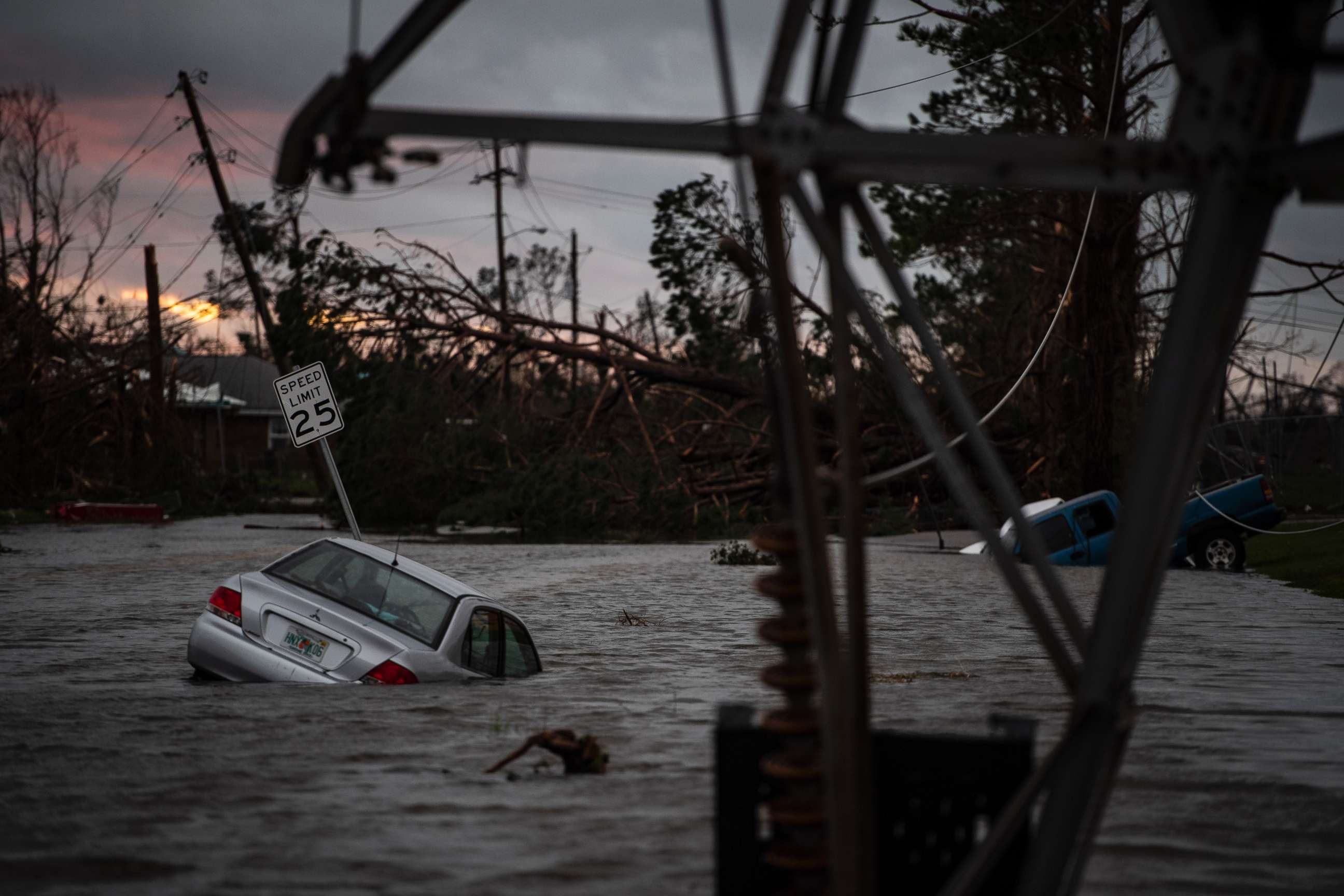 PHOTO: A car is seen caught in flood water after category 4 Hurricane Michael made land fall along the Florida panhandle, Oct. 10, 2018 in Panama City, Fla.
