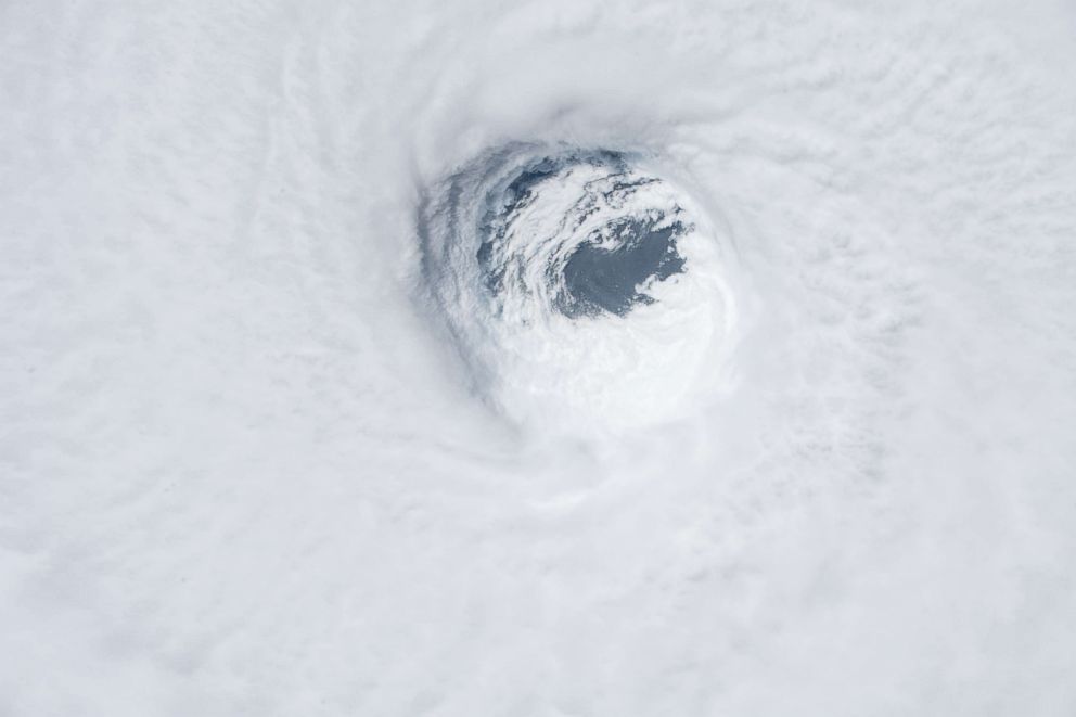 PHOTO: A view from the International Space Station of Hurricane Michael as it churns strikes the Panhandle of Northwest Florida on Oct. 10, 2018, in Earth Orbit.