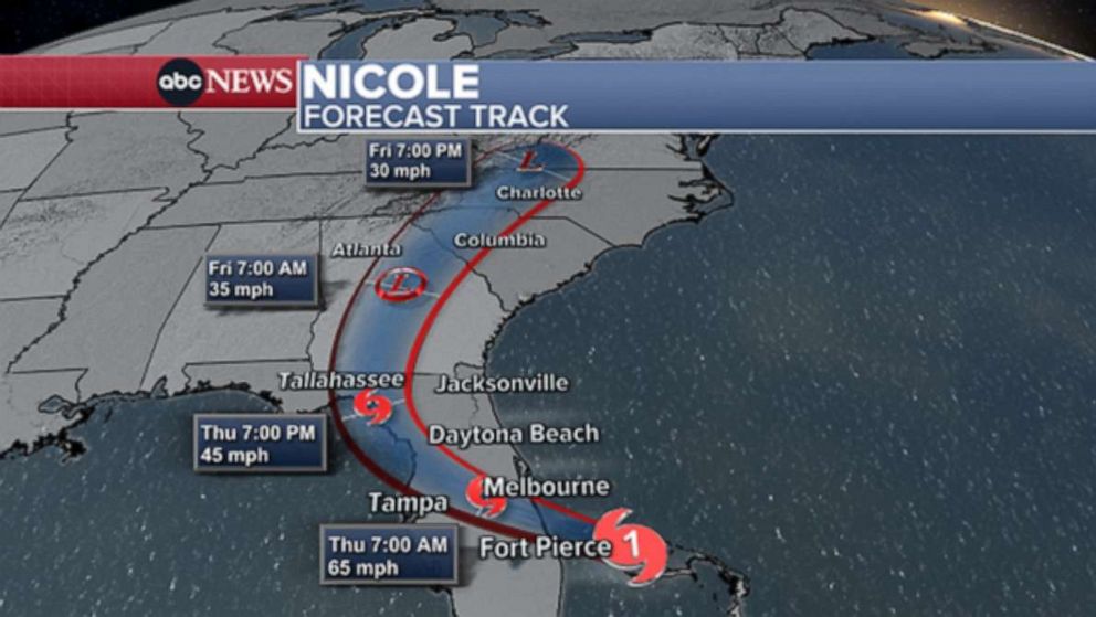 Nicole churning across Florida as a tropical storm