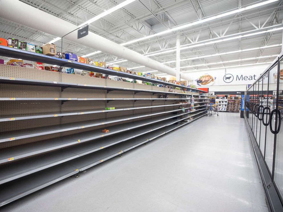 PHOTO: The bread aisle at Walmart is empty two days before Hurricane Florence is expected to strike Wilmington, N.C., Sept. 12, 2018.