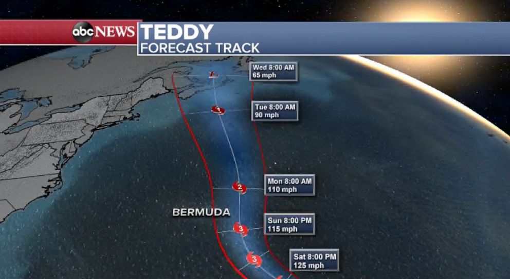 PHOTO: The forecast track of Hurricane Teddy.