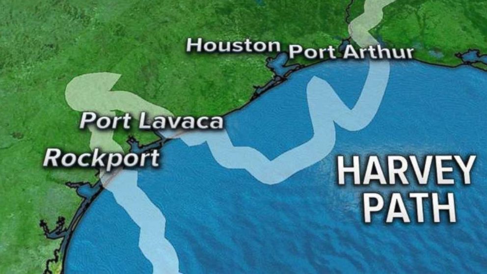 GRAPHIC: In this graphic, shows Hurricane Harvey's path. 