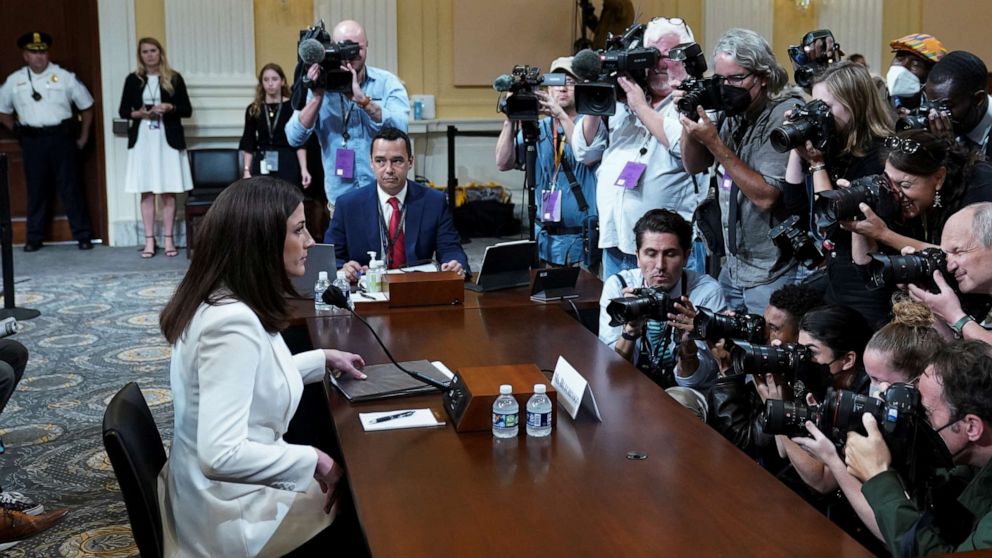 PHOTO: Cassidy Hutchinson arrives to testify during a public hearing of the U.S. House Select Committee to investigate the January 6 Attack on the U.S. Capitol, in Washington, U.S., June 28, 2022.