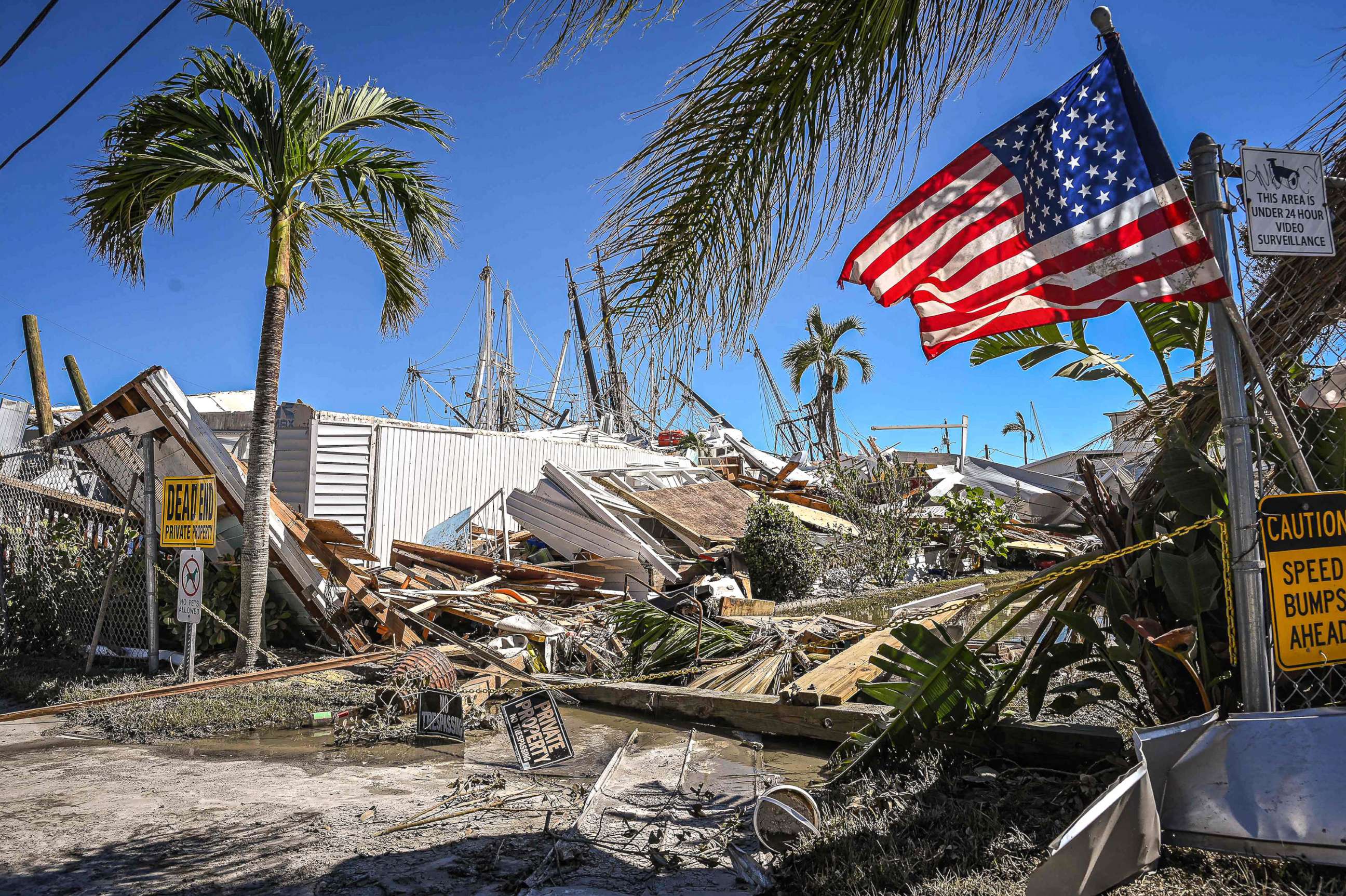 PHOTO: Part of a destroyed mobile home park is pictured in the aftermath of Hurricane Ian in Fort Myers Beach, Fla., on Sept. 30, 2022.