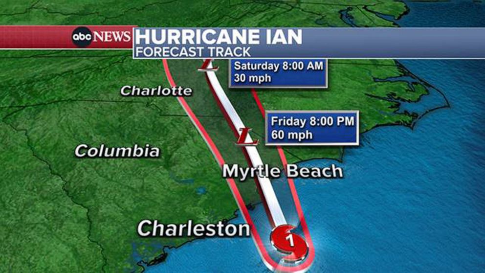PHOTO: An image shows Hurricane Ian's forecast track as of 11 a.m. on Sept. 30, 2022.