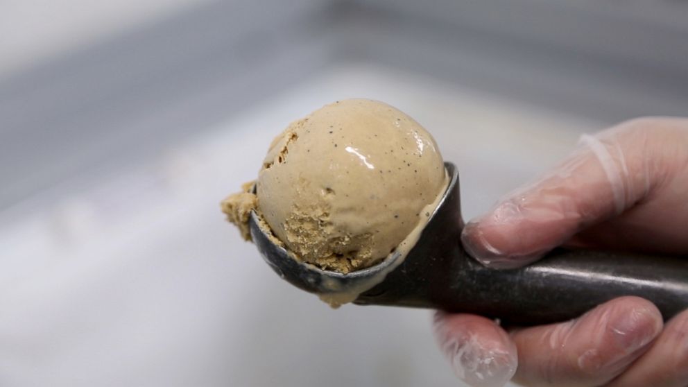 PHOTO: A scoop of ice cream is photographed here at Stuffed Ice Cream shop in New York City.