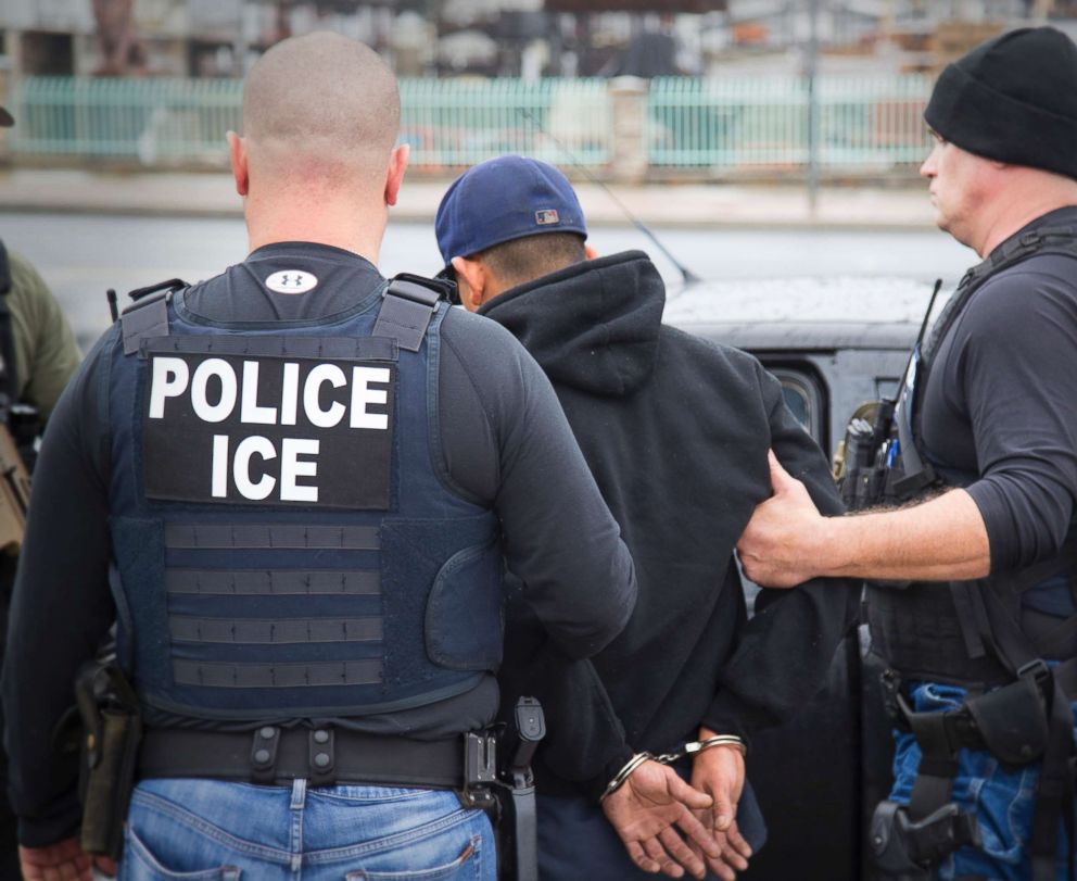 PHOTO: A foreign nationals is seen getting arrested during a targeted enforcement operation conducted by U.S. Immigration and Customs Enforcement (ICE) aimed at immigration fugitives, re-entrants and at-large criminal aliens in Los Angeles, Feb. 10, 2017.