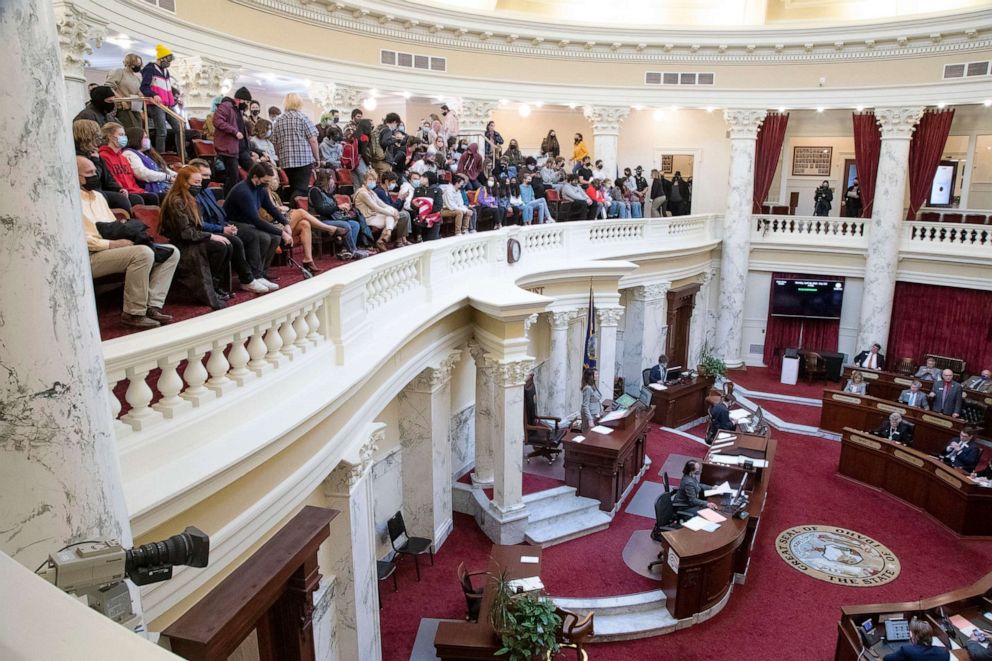 PHOTO: Idaho students fill the gallery as H377 is debated and passed by the Idaho Senate at the Idaho Statehouse in Boise, Idaho, April 26, 2021.