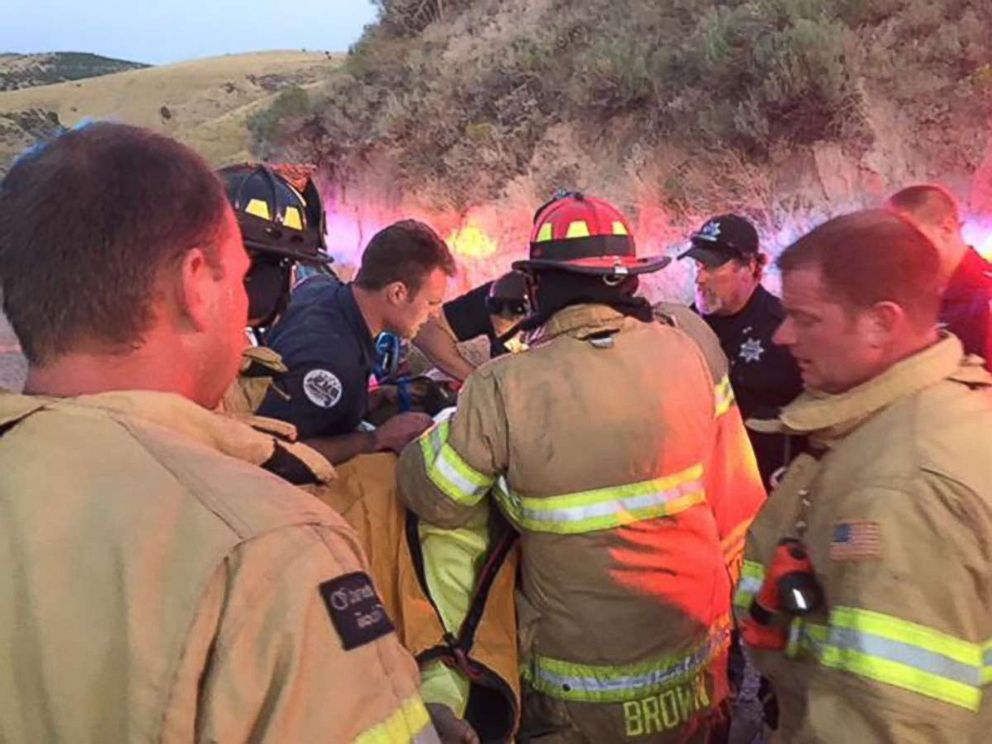 PHOTO: A 21-year-old man who had been missing for several days was found alive trapped beneath an overturned truck in the foothills of Idaho Falls, Idaho, Aug. 6, 2018.