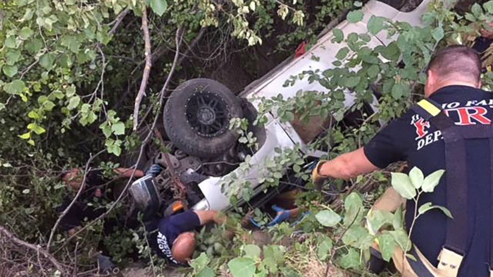 A 21-year-old man who had been missing for several days was found alive trapped beneath an overturned truck in the foothills of Idaho Falls, Idaho, Aug. 6, 2018.