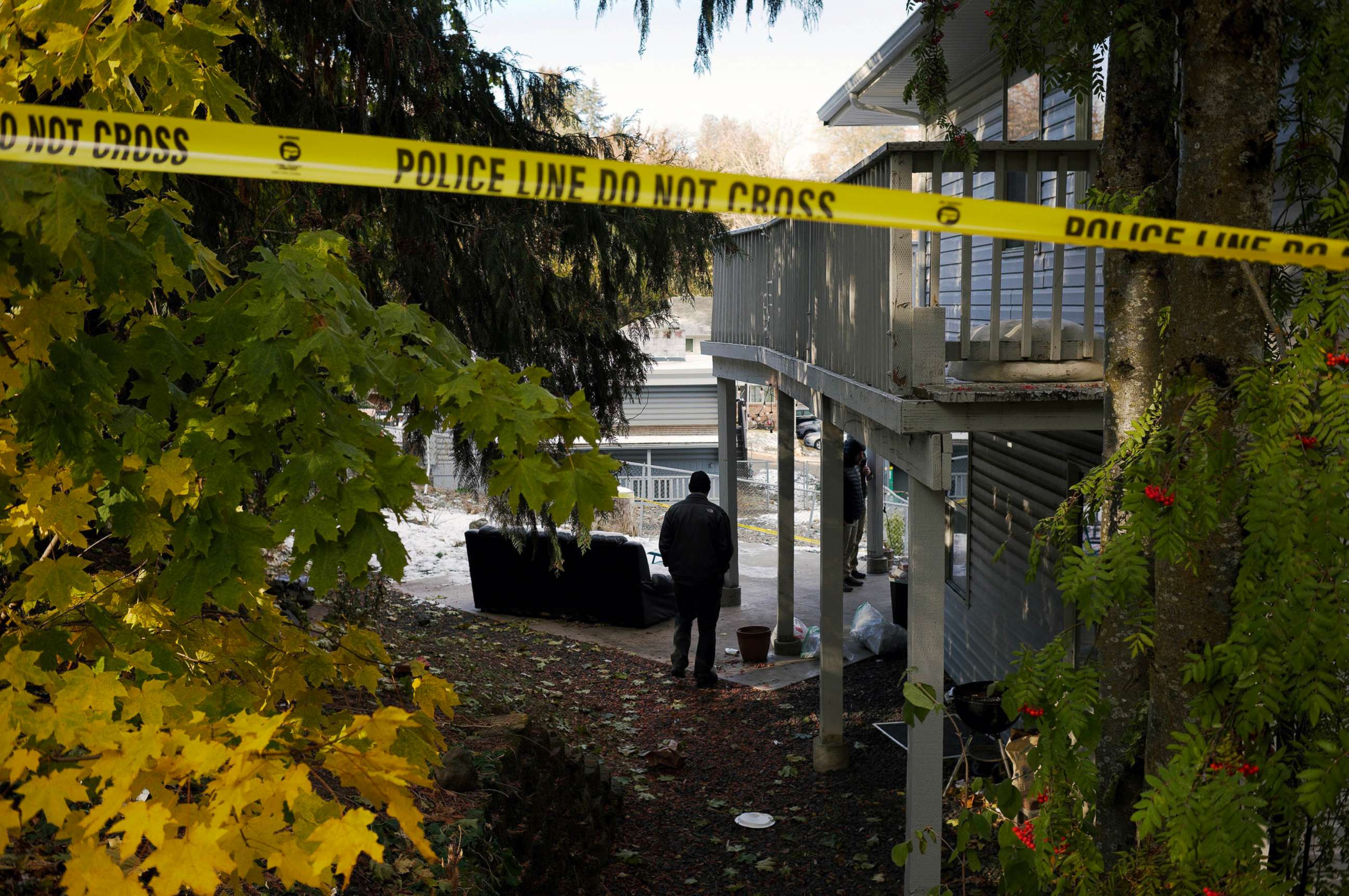 PHOTO: Investigators on Tuesday, Nov. 15, 2022, at the home where four University of Idaho students were found dead in Moscow, Idaho.