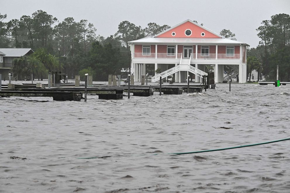 PHOTO: The Steinhatchee marina is seen flooded in Steinhatchee, Fla., Aug. 30, 2023, after Hurricane Idalia made landfall.