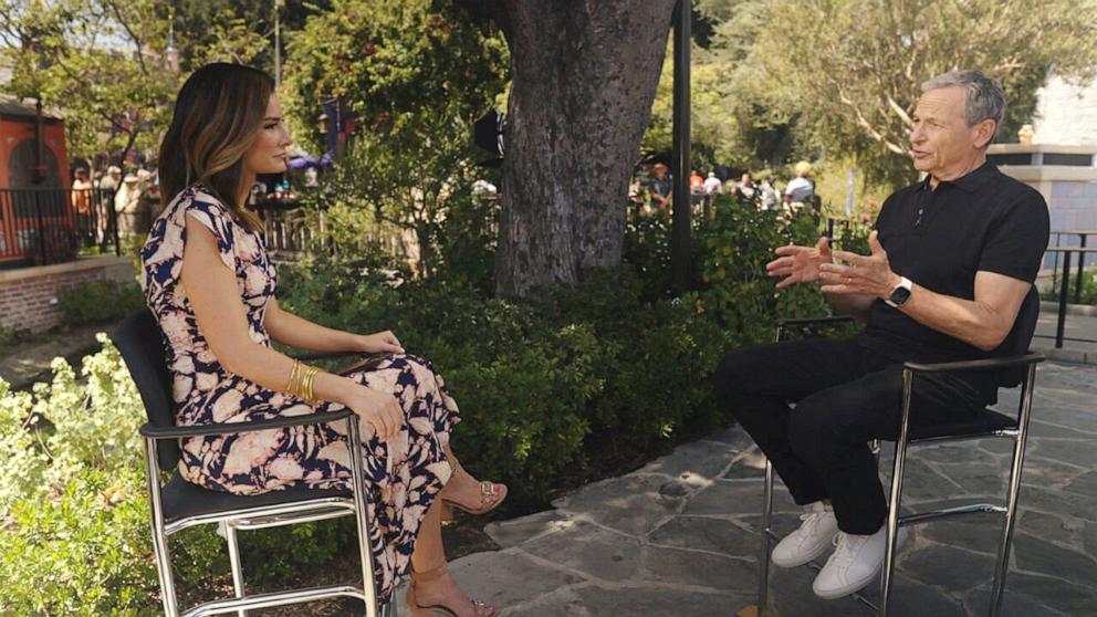 PHOTO: Disney CEO Bob Iger speaks during an interview with ABC News' Rebecca Jarvis.