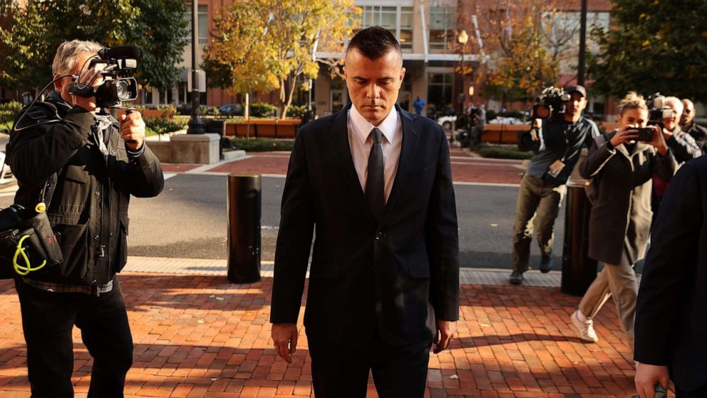 PHOTO: Russian analyst Igor Danchenko arrives at the Albert V. Bryan U.S. Courthouse before being arraigned on Nov. 10, 2021, in Alexandria, Va.