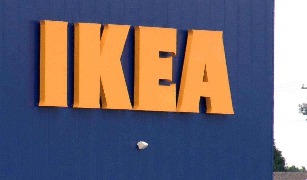 PHOTO: An IKEA sign is posted on the side of an IKEA store in Fishers, Ind., where a boy fired a loaded gun that he found in a couch on June 25, 2018.