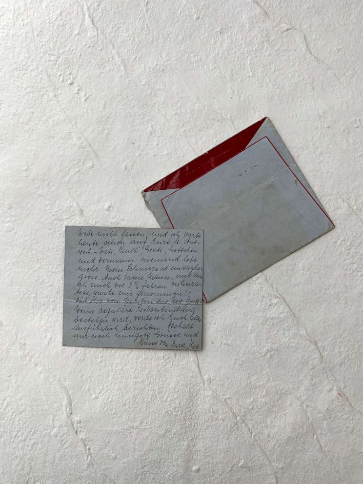 PHOTO: A letter written by Ilse Loewenberg in 1945 is shown.