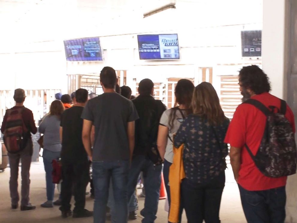 PHOTO: Over two dozen parents arrived at the Calexico Port of Entry in Calexico, Calif., seeking asylum and to be reunited with their separated children.