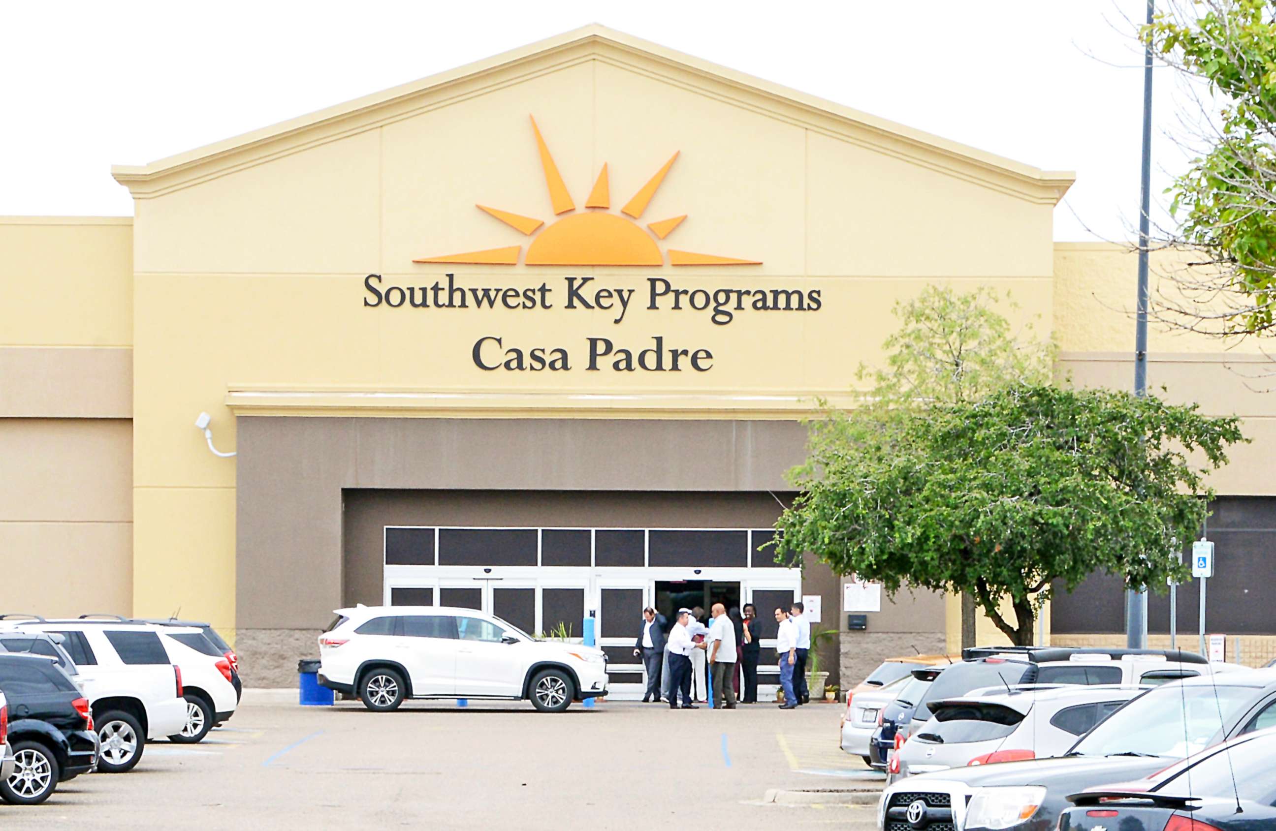 PHOTO: Dignitaries take a tour of Southwest Key Programs Casa Padre, a U.S. immigration facility in Brownsville, Texas, on June 18, 2018, where children are detained.