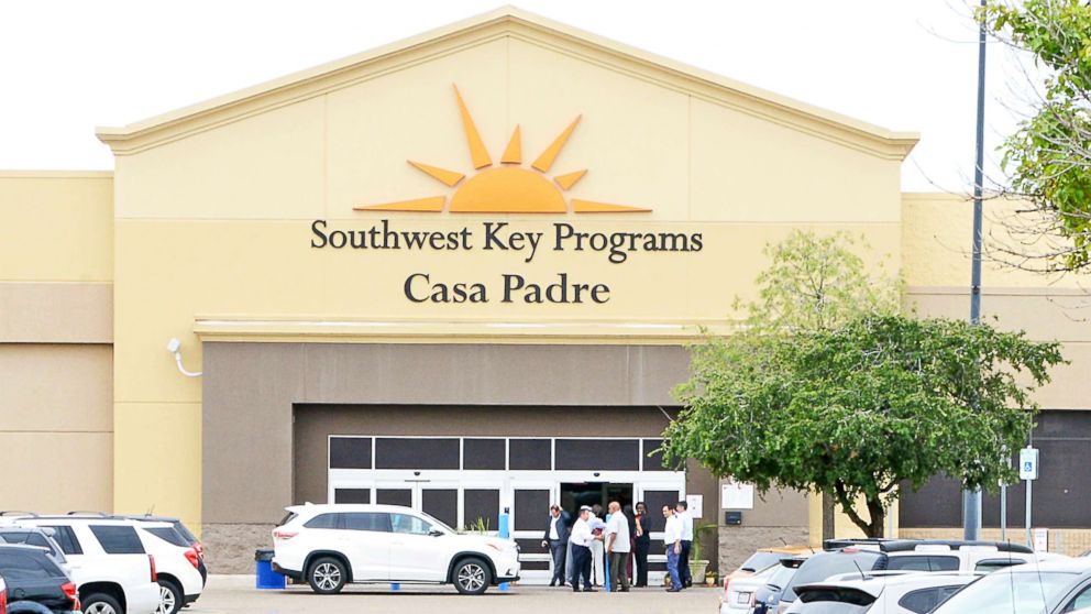 PHOTO: Dignitaries take a tour of Southwest Key Programs Casa Padre, a U.S. immigration facility in Brownsville, Texas, on June 18, 2018, where children are detained.