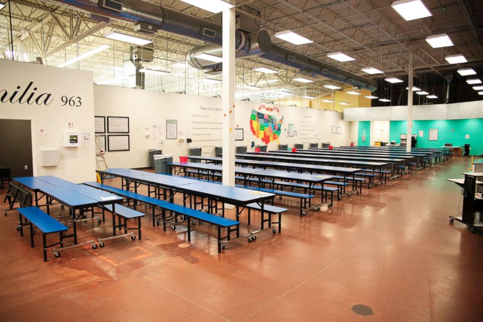 PHOTO: This undated photo provided by the U.S. Department of Health and Human Services' Administration for Children and Families shows part of a shelter used to house unaccompanied foreign children in Brownsville, Texas.