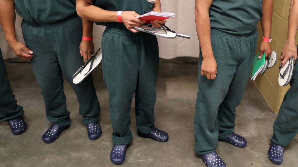 PHOTO: Detainees are seen at Otay Mesa immigration detention center in San Diego, Calif., May 18, 2018.