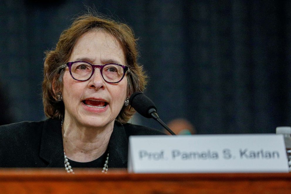 PHOTO: Pamela Karlan, professor of Public Interest Law and co-director of the Supreme Court Litigation Clinic at Stanford Law School, testifies during a House Judiciary Committee hearing on Capitol Hill in Washington, Dec. 4, 2019.