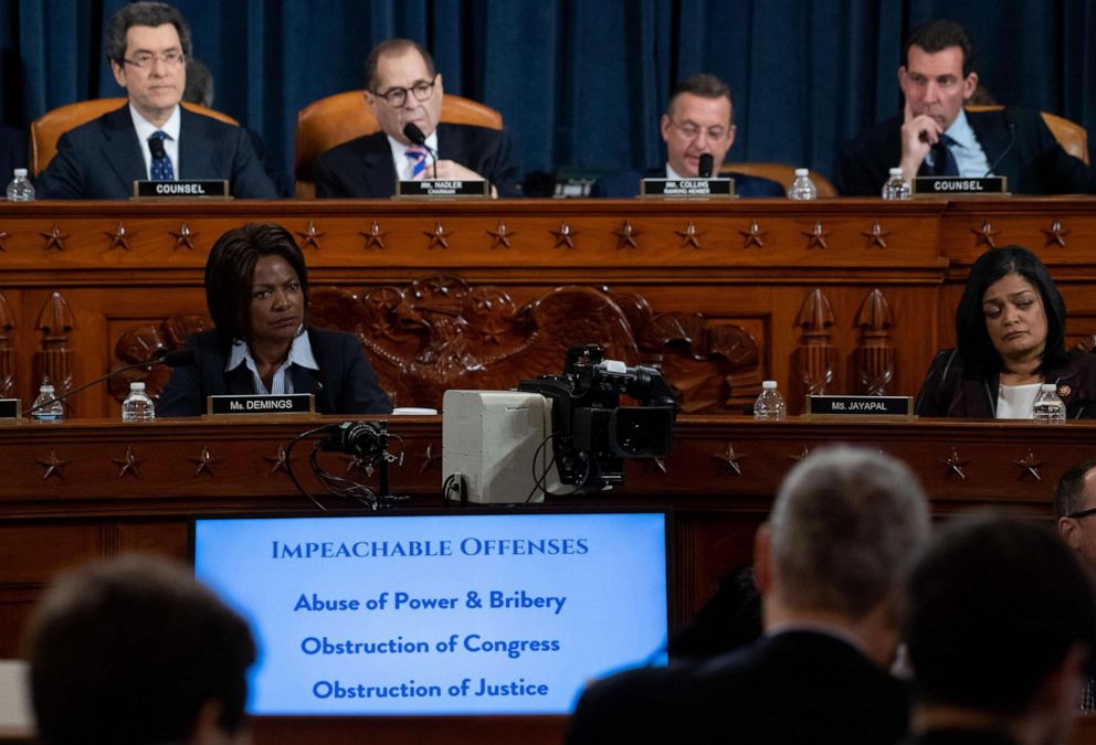 PHOTO: The House Judiciary Committee holds a hearing on the impeachment of US President Donald Trump on Capitol Hill in Washington, Dec. 4, 2019.