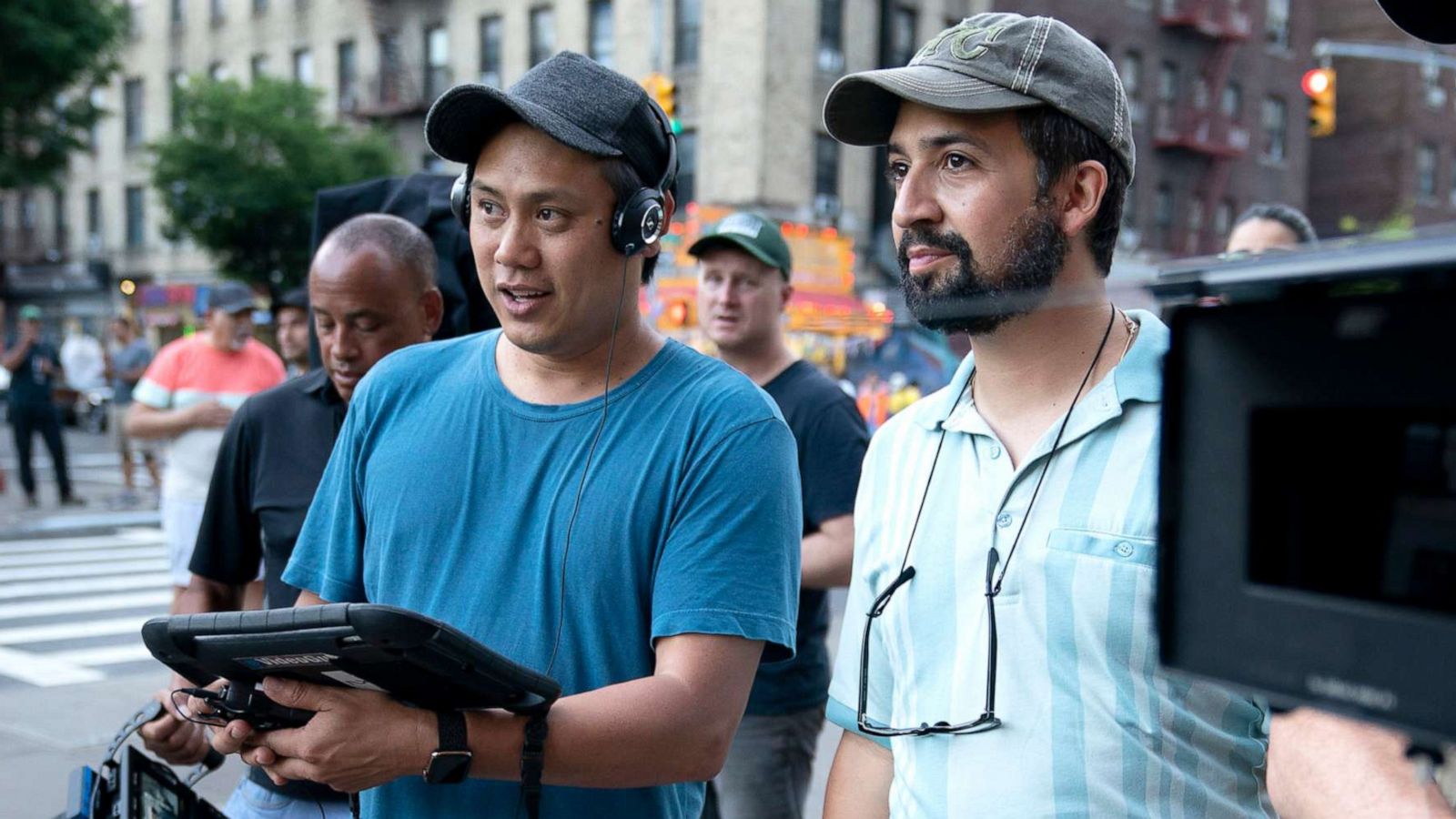 PHOTO: Director John Chu and Lin-Manuel Miranda work on the set of "In the Heights" in an image released by Warner Bros. Entertainment.