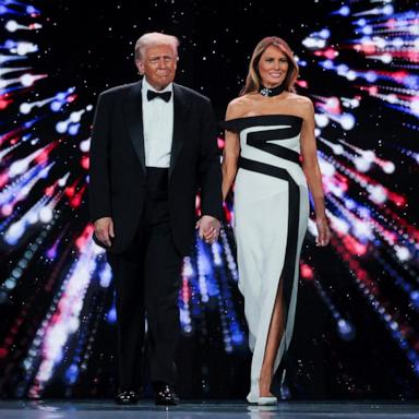 PHOTO: President Donald Trump and Melania Trump at the Liberty Ball during the 60th Presidential Inauguration, Jan. 20, 2025.