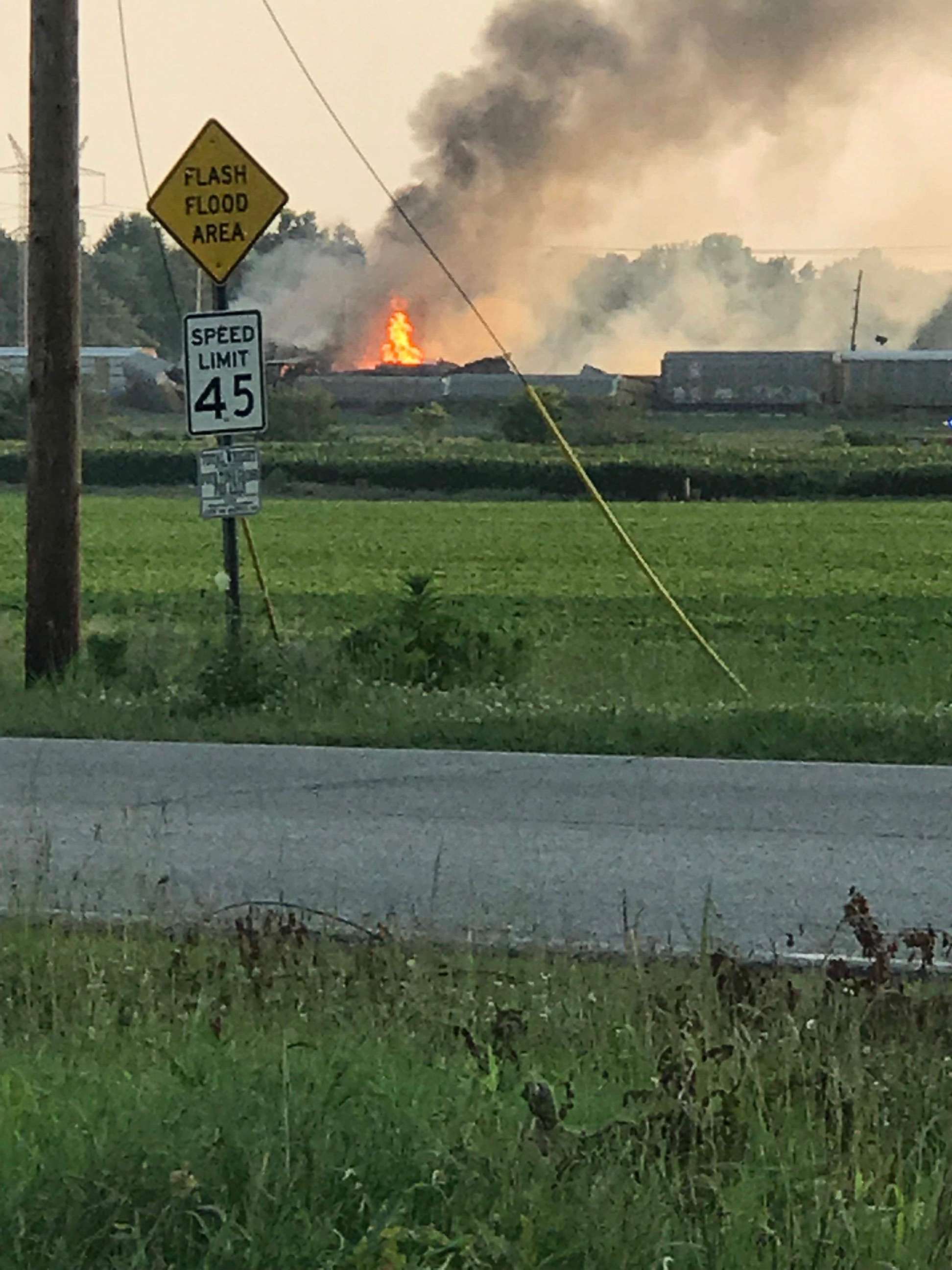 A train carrying freight derailed in Gibson County, Ind., prompting evacuations on Sunday, June 17, 2018.