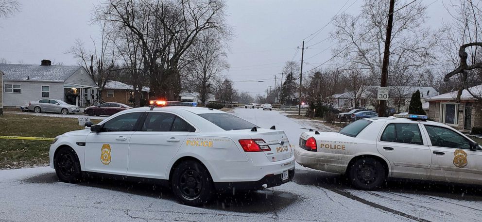 PHOTO: Indianapolis Metropolitan Police Department at a crime scene, Jan. 24, 2021, in Indianapolis.