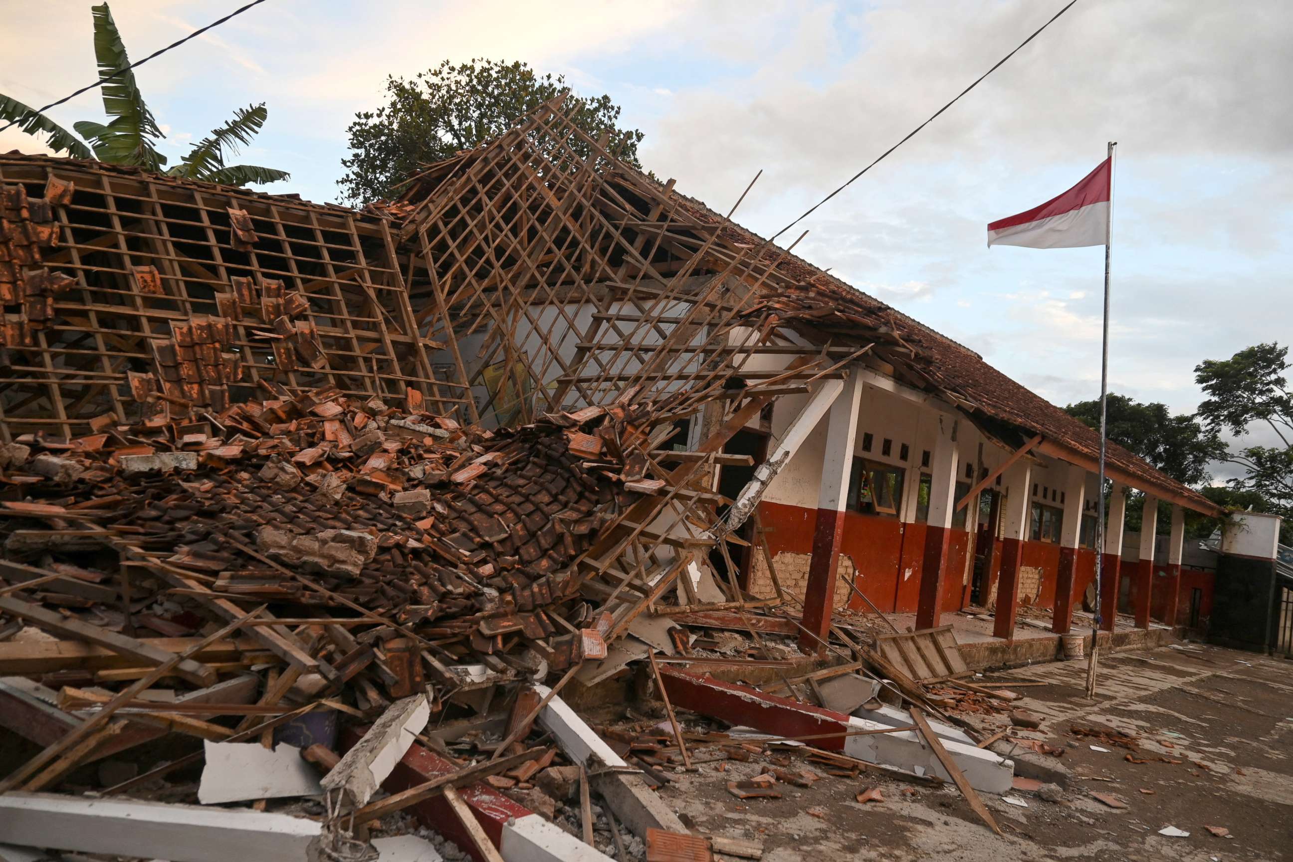 PHOTO: A collapsed school building following an earthquake in Cianjur, West Java province, Indonesia, Nov. 21, 2022. 