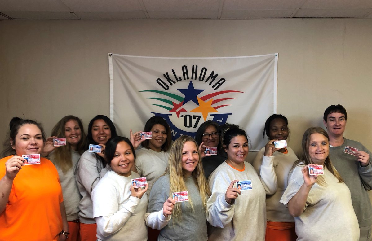 PHOTO: The Oklahoma Department of Corrections posted this picture of some women that will be discharged As part of a new law with ID cards.