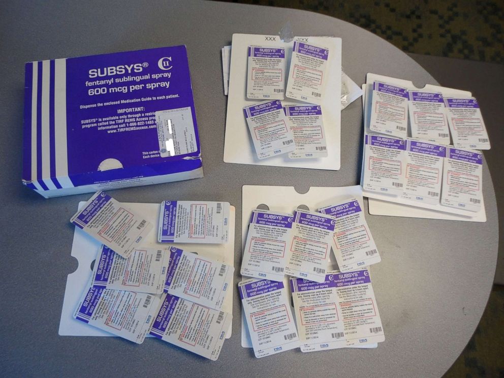 PHOTO: A box of the Fentanyl-based drug Subsys, made by Insys Therapeutics Inc, in an undated photograph provided by the U.S. Attorneys Office for the Southern District of Alabama. 