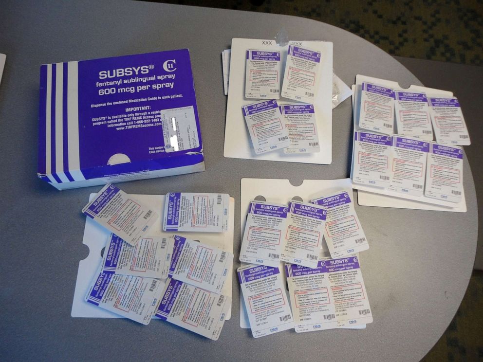 PHOTO: A box of the Fentanyl-based drug Subsys, made by Insys Therapeutics Inc, in an undated photograph provided by the U.S. Attorney's Office for the Southern District of Alabama.   