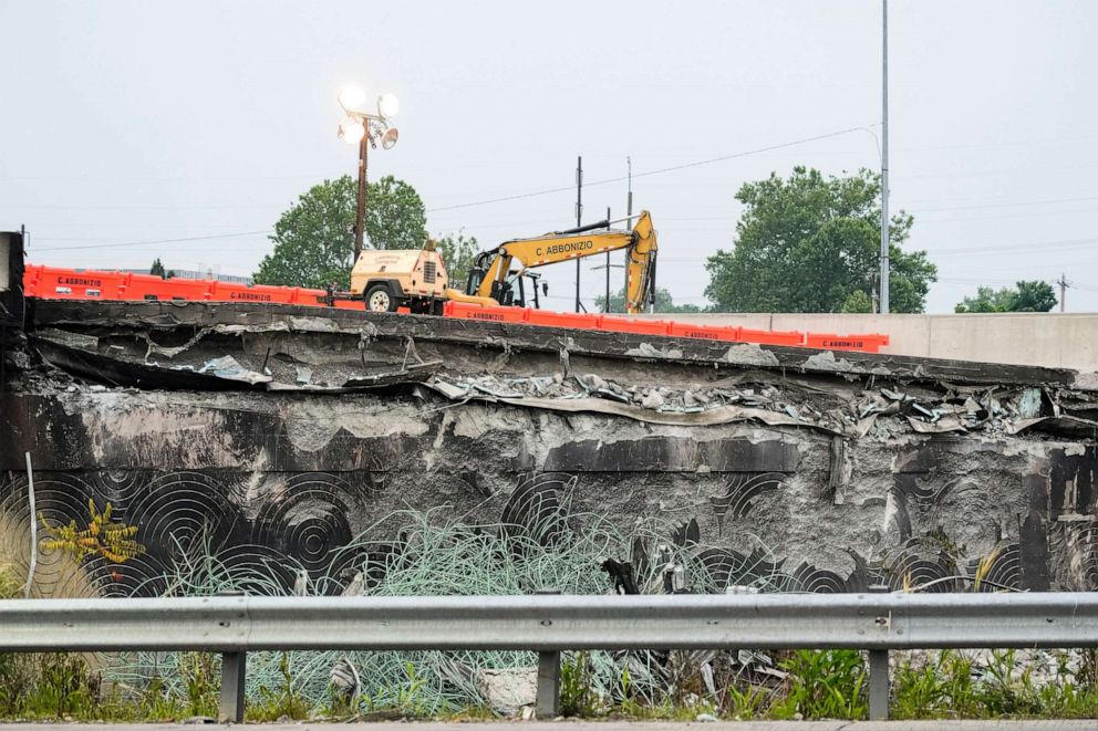 PHOTO: Aftermath of an elevated section of Interstate 95 that collapsed, in Philadelphia, June 12, 2023.