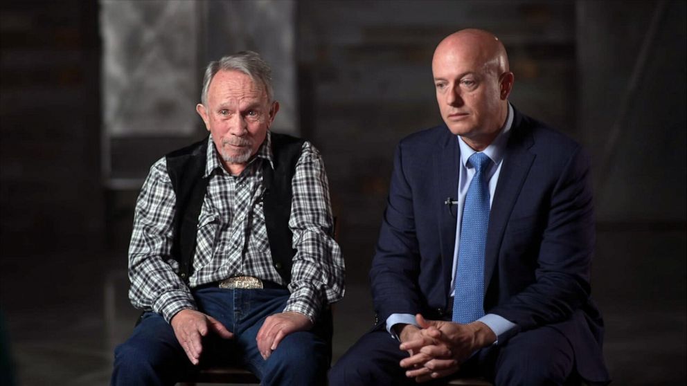 PHOTO: Thell Reed, a longtime Hollywood armorer and the father of "Rust" armorer Hannah Gutierrez-Reed, and Gutierrez-Reed's attorney, Jason Bowles, appear on "Good Morning America," Dec. 7, 2021.