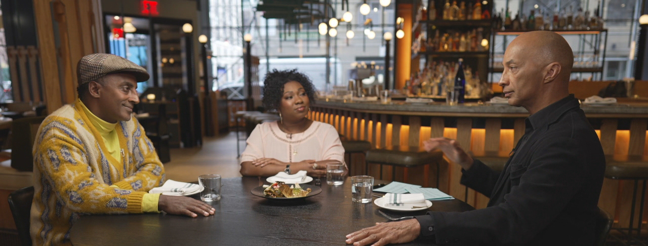 PHOTO: New York chefs Marcus Samuelsson and Angie Kingston speak with ABC News' Byron Pitts about the evolution of Black chefs, activism and community.