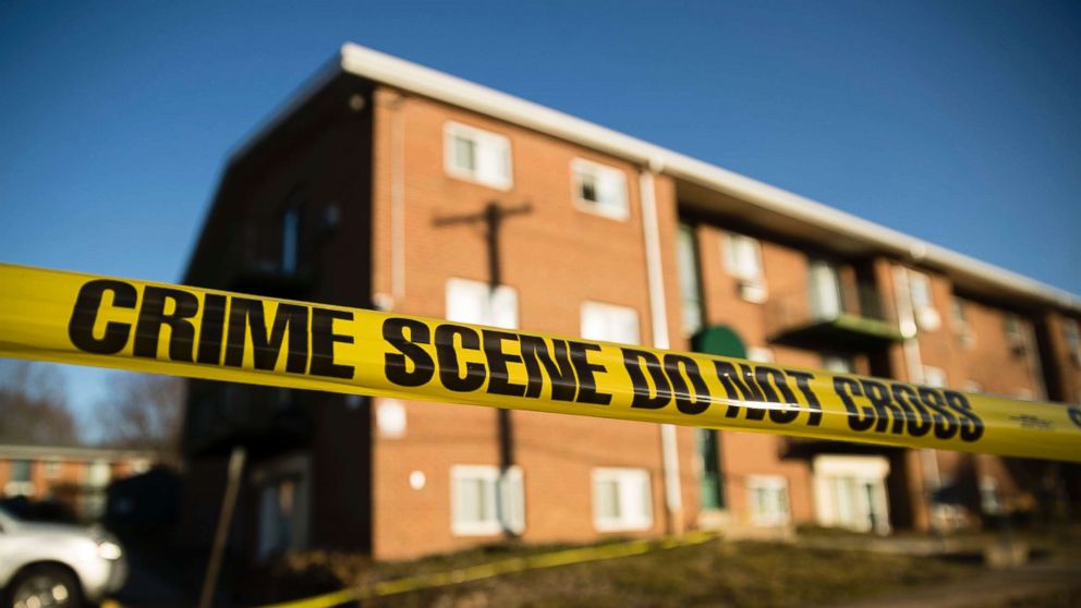 PHOTO: Crime scene tape surrounds the Robert Morris Apartments in Morrisville, Pa., Feb. 26, 2019.