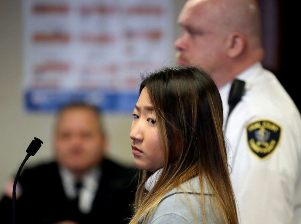 PHOTO: Inyoung You, a former Boston College student from South Korea, arrives in court to be arraigned on involuntary manslaughter charges in connection with the suicide of her boyfriend, in Suffolk County Superior Court in Boston on Nov. 22, 2019.