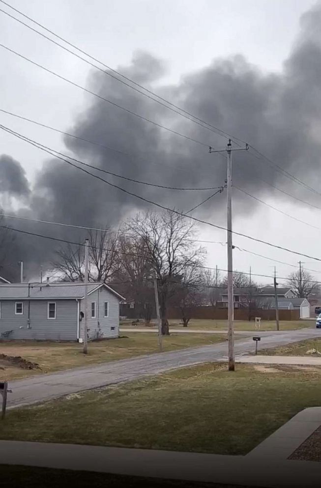 PHOTO: Smoke can be seen following an explosion at a soybean plant in Marengo, Iowa.