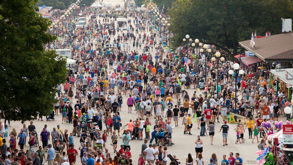 PHOTO: The Grand Concourse is crowded with visitors at the Iowa State Fair, on Aug. 18, 2018, in Des Moines, Iowa.