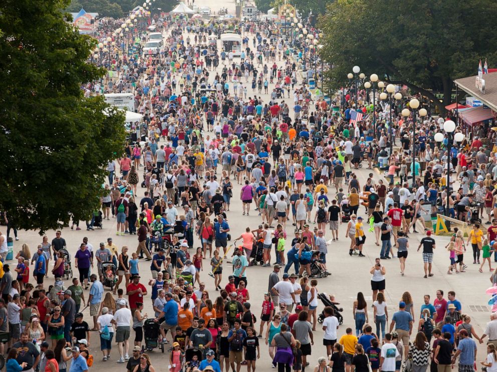 PHOTO: The Grand Concourse is crowded with visitors at the Iowa State Fair, on Aug. 18, 2018, in Des Moines, Iowa.