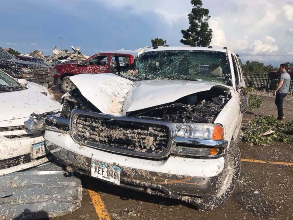 PHOTO: Bryan Young posted this image of a damaged truck due to heavy winds and tornadoes in Iowa, July 19, 2018.