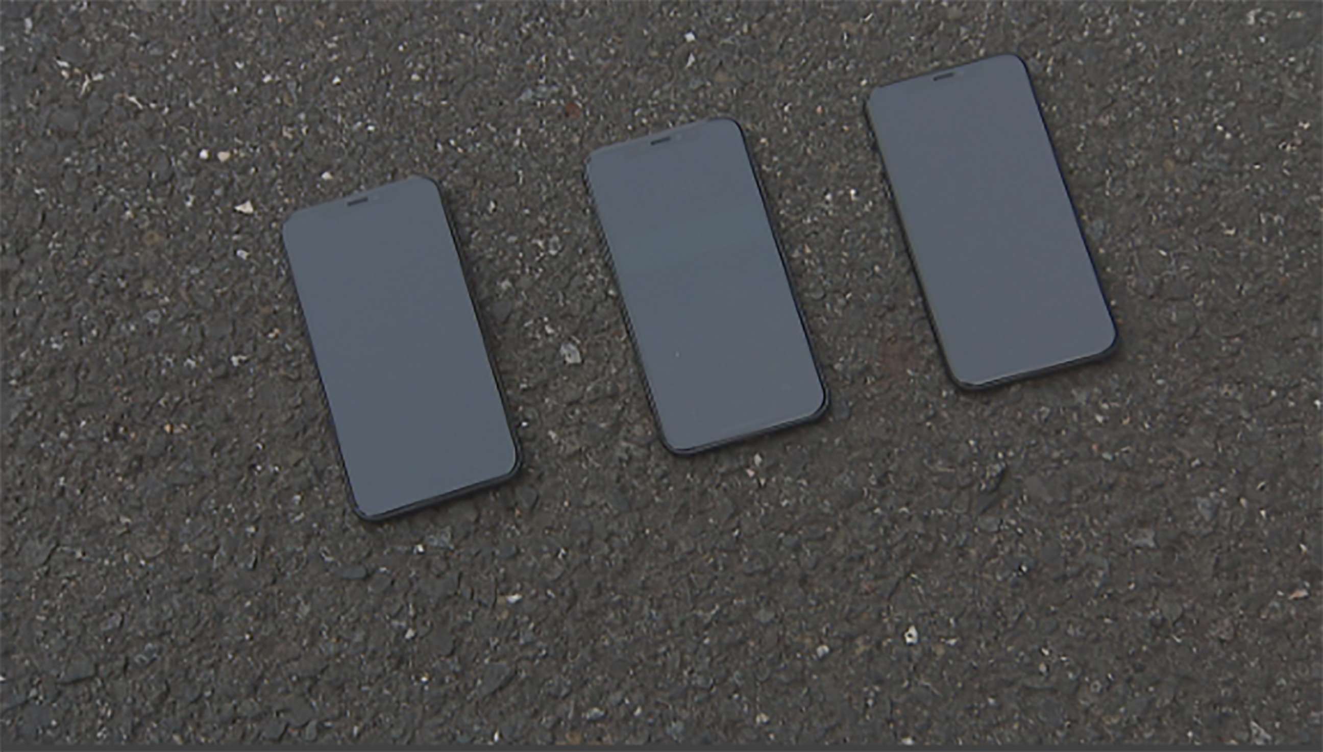 PHOTO: "Good Morning America" dropped three iPhone X phones from three different heights.