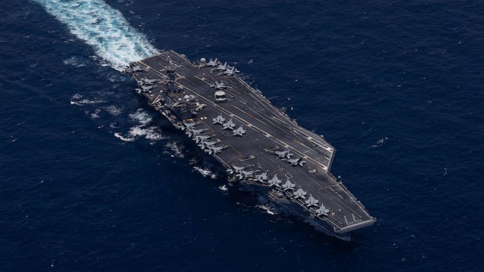 PHOTO: Nimitz-class aircraft carrier USS George H.W. Bush sails in the Arabian Sea, May 3, 2026. 