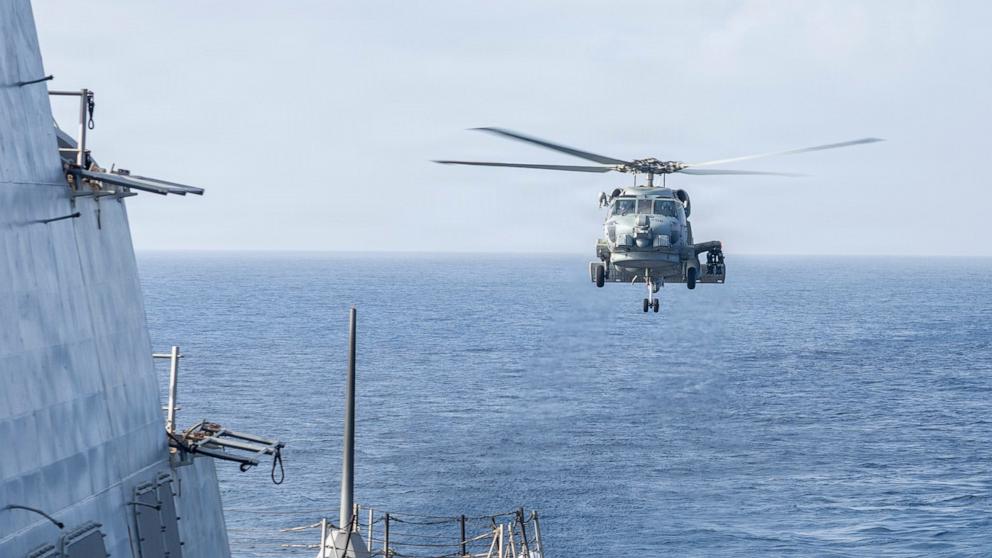 PHOTO: An MH-60R Sea Hawk, attached to Helicopter Maritime Strike Squadron 46, conducts a flight quarters evolution aboard Arleigh Burke-class guided-missile destroyer USS Delbert D. Black, May 23, 2026.